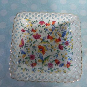 Square 6 1/4"x 6 1/4" Floral Antique Germany Bowl